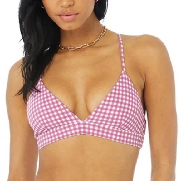 Alo Yoga Airlift Gingham Splendor Bra Raspberry Sorbet S - Picture 1 of 6